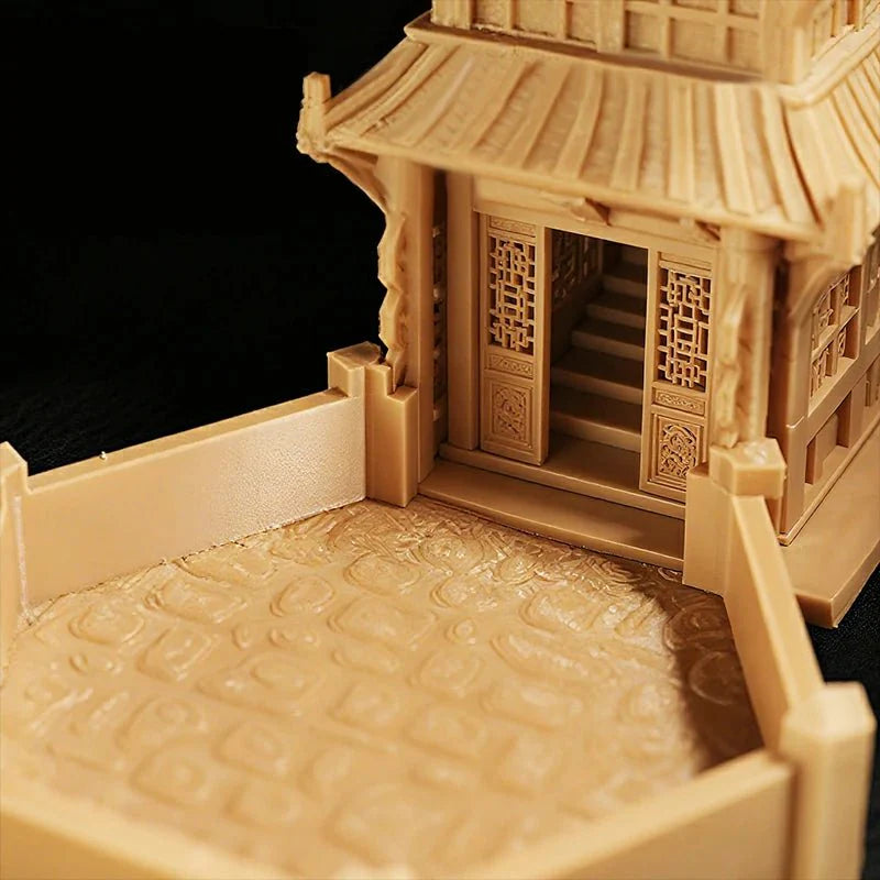 3D Printed Yellow Oriental Beijing Dice Tower Foldable Hexagonal Dice Tray Bezel