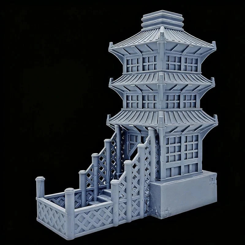 3D printed Beijing Dice Tower foldable desktop multi-layer tower building model DND dice rolling accessories