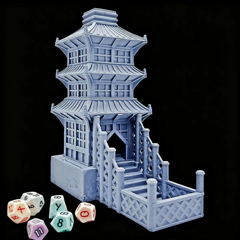 3D printed Beijing Dice Tower foldable desktop multi-layer tower building model DND dice rolling accessories