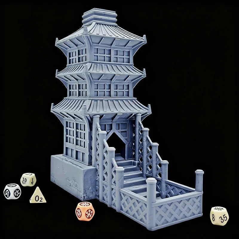 3D printed Beijing Dice Tower foldable desktop multi-layer tower building model DND dice rolling accessories