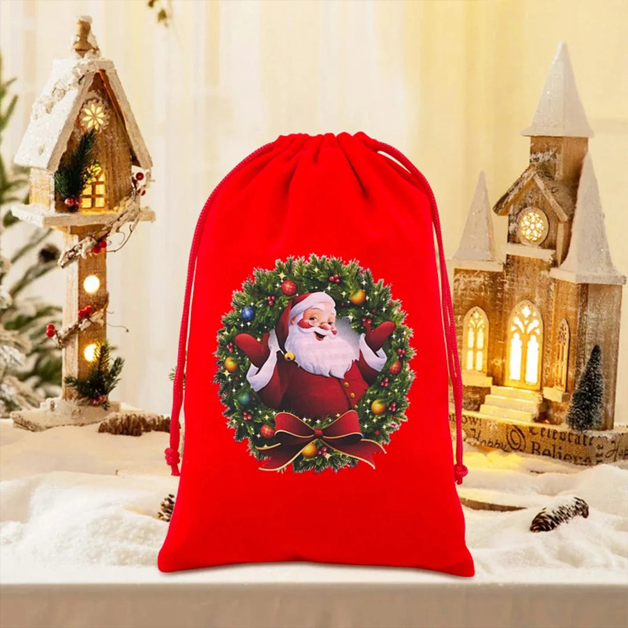 Christmas themed drawstring bag for board game dice storage, cute velvet gift bag