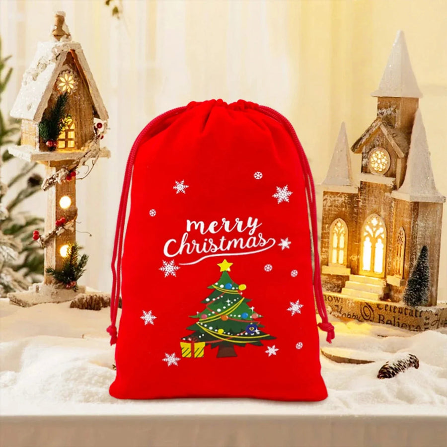 Christmas themed drawstring bag for board game dice storage, cute velvet gift bag
