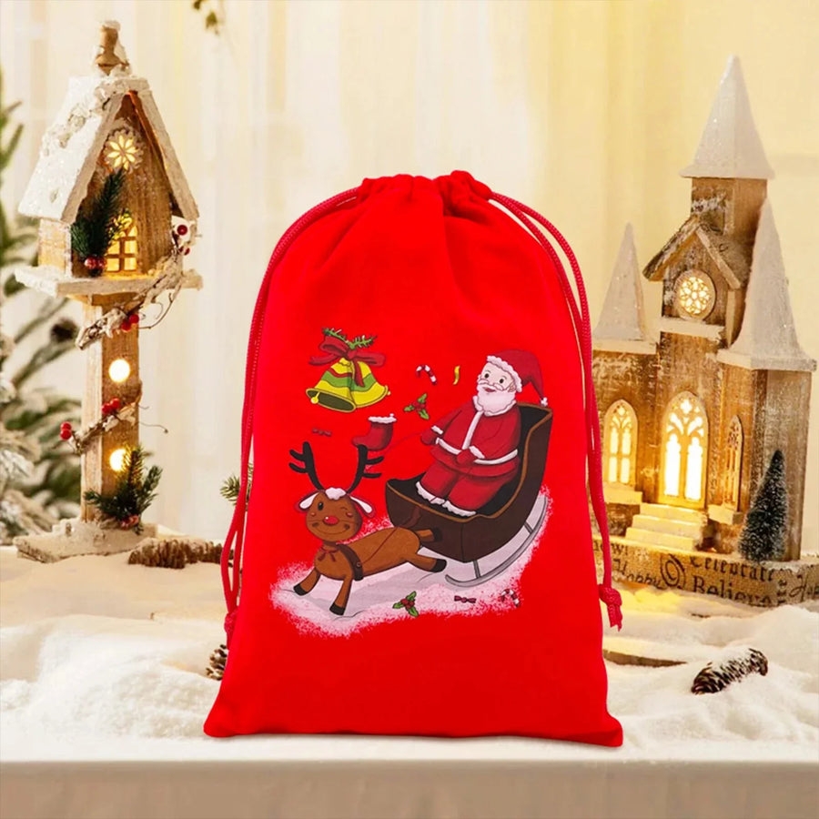 Christmas themed drawstring bag for board game dice storage, cute velvet gift bag
