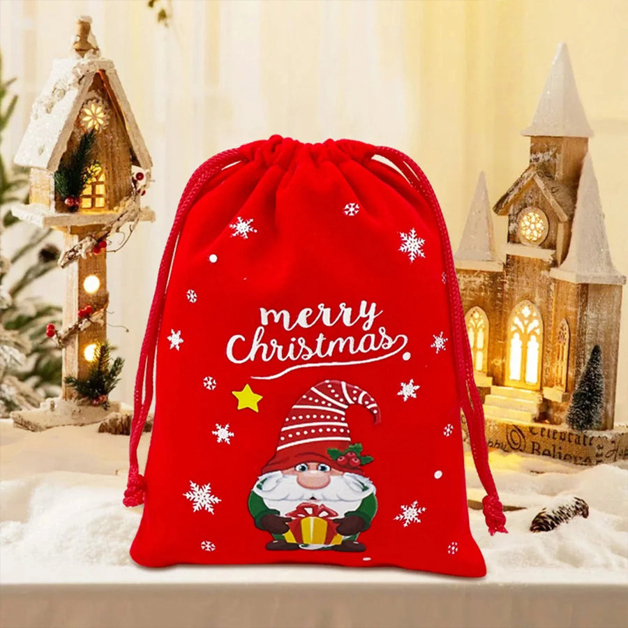 Christmas themed drawstring bag for board game dice storage, cute velvet gift bag
