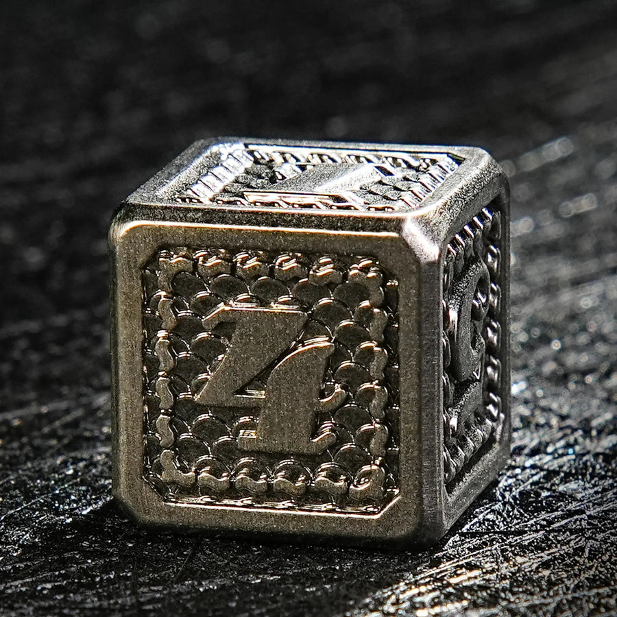 Classic Polyhedron Vintage Dragon Scale Metal DND Dice Set