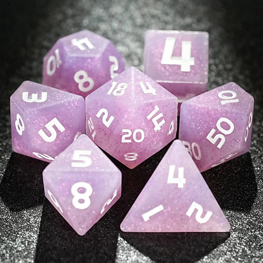 Colorful mixed color board game silicone polyhedron dice set + purple numbers