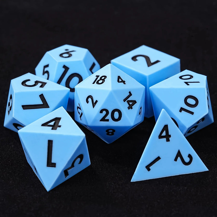 Colorful mixed color board game silicone polyhedron dice set + purple numbers