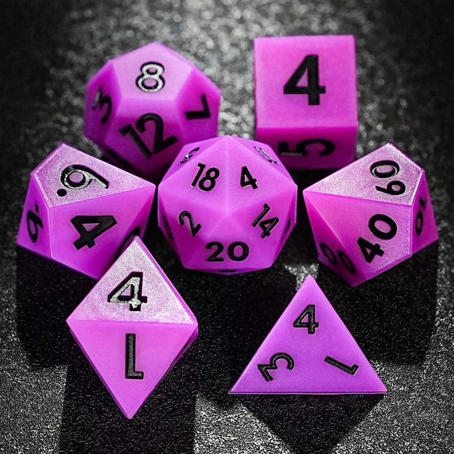 Colorful mixed color board game silicone polyhedron dice set + purple numbers