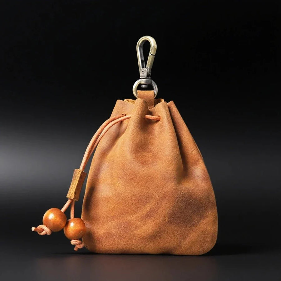 DND Dice Storage Bag in Vintage Cowhide Leather | Dungeons & Dragons Dice Bag