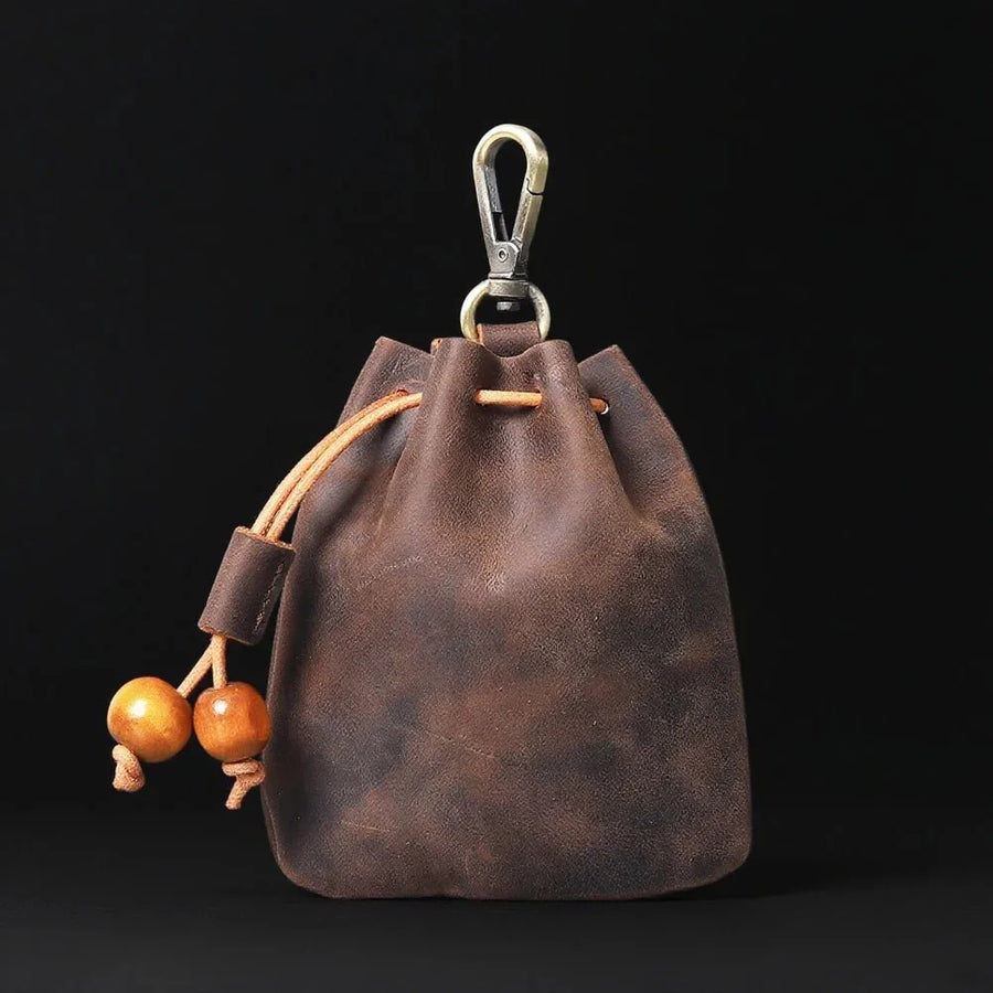 DND Dice Storage Bag in Vintage Cowhide Leather | Dungeons & Dragons Dice Bag