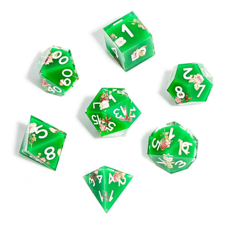 Forest Magic - Rose Resin DND Dice Set