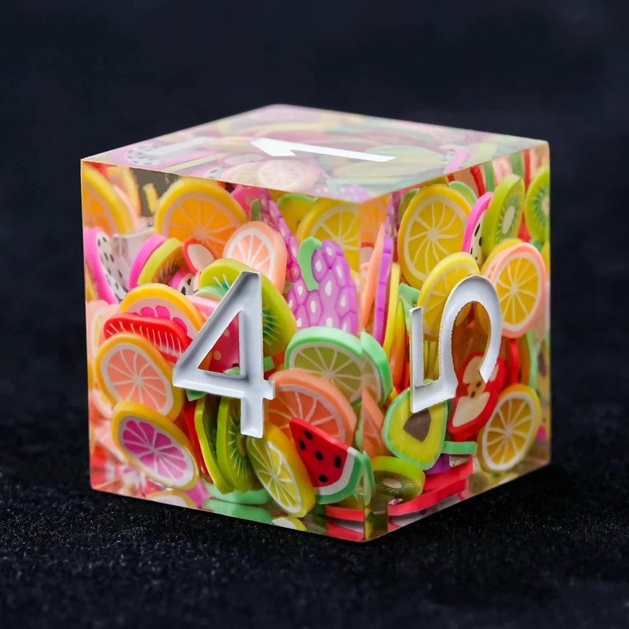 Handmade Fruit Resin Polyhedron D&D Dice Set - TRPG Game Dice