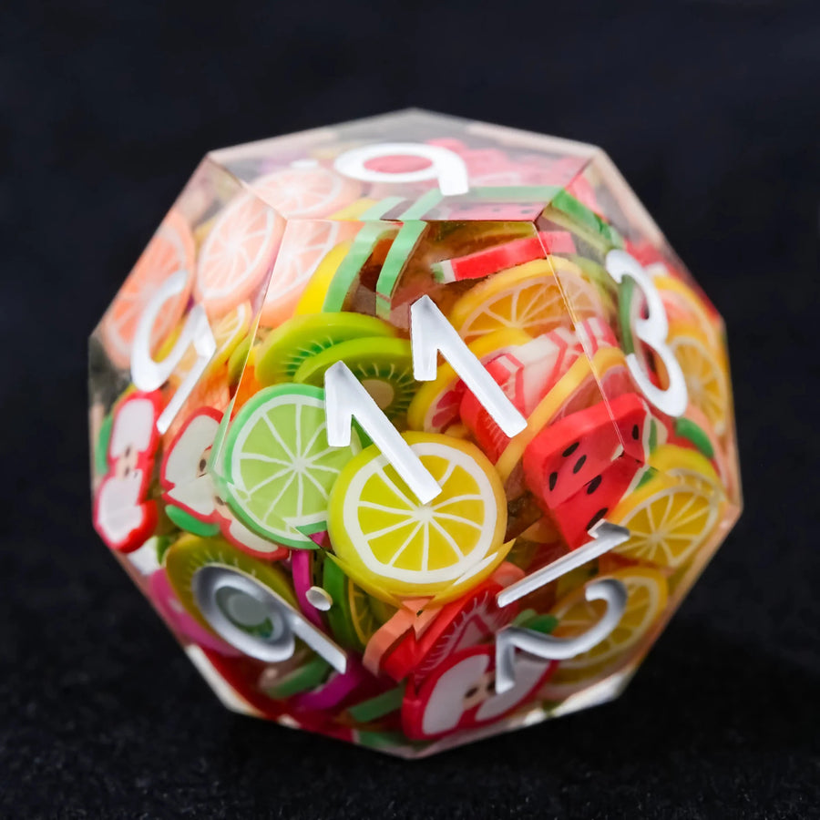 Handmade Fruit Resin Polyhedron D&D Dice Set - TRPG Game Dice