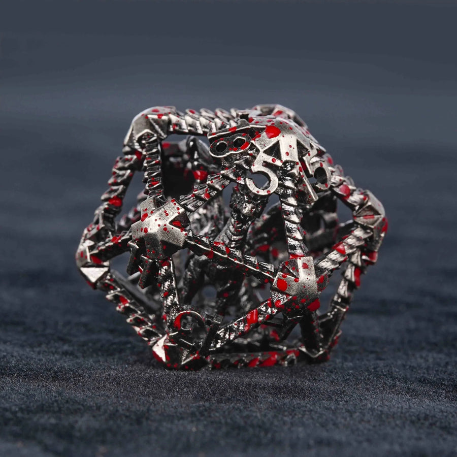 Metal Hollow 3D Dragon D&D Bloodstain Dice Set