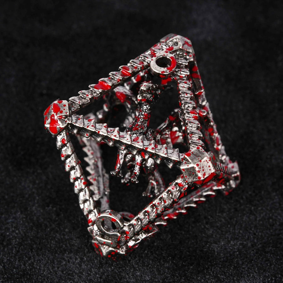 Metal Hollow 3D Dragon D&D Bloodstain Dice Set