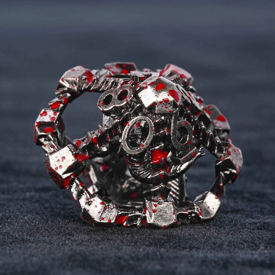 Metal Hollow 3D Dragon D&D Bloodstain Dice Set