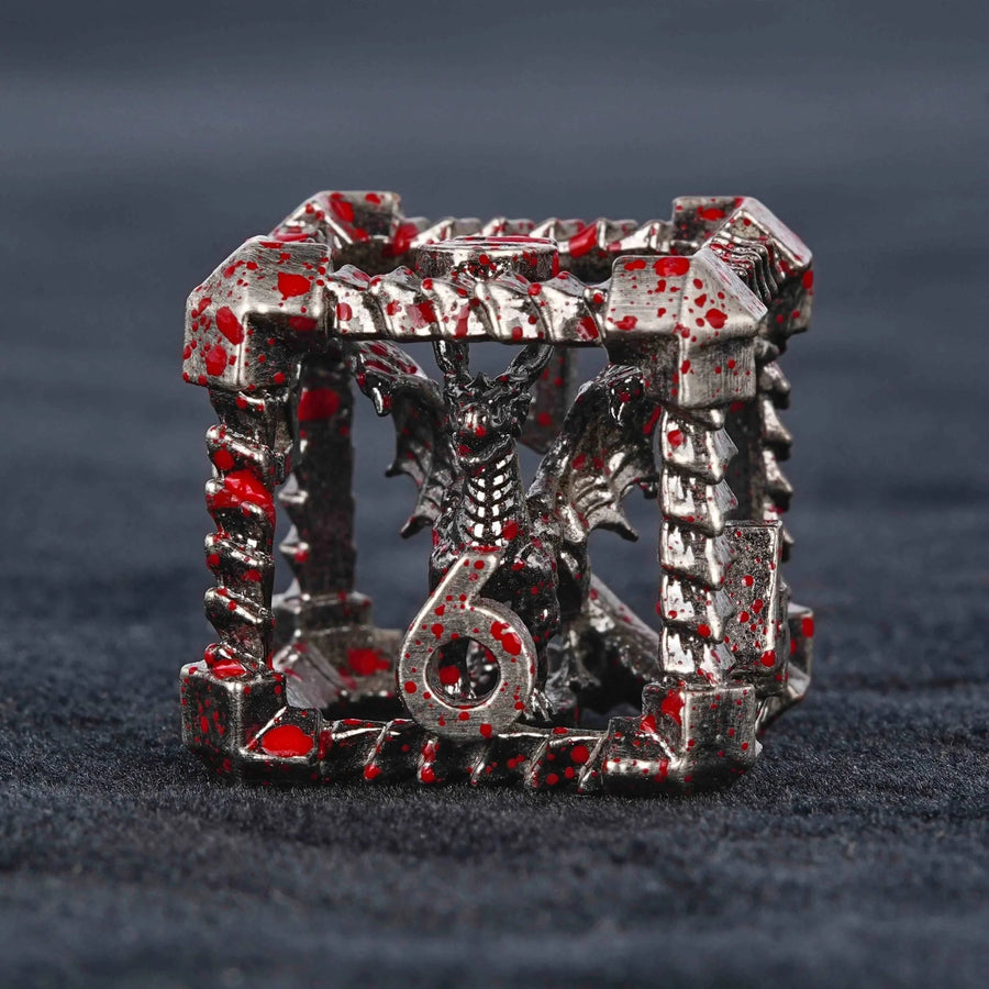 Metal Hollow 3D Dragon D&D Bloodstain Dice Set