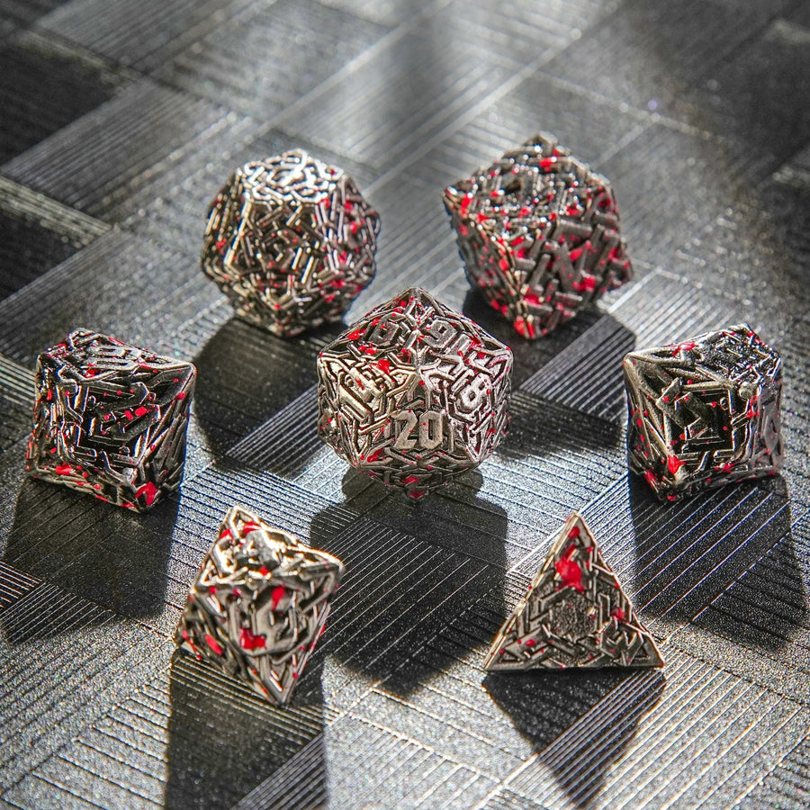 Metal Solid Celtic Knot Blood Dice Set