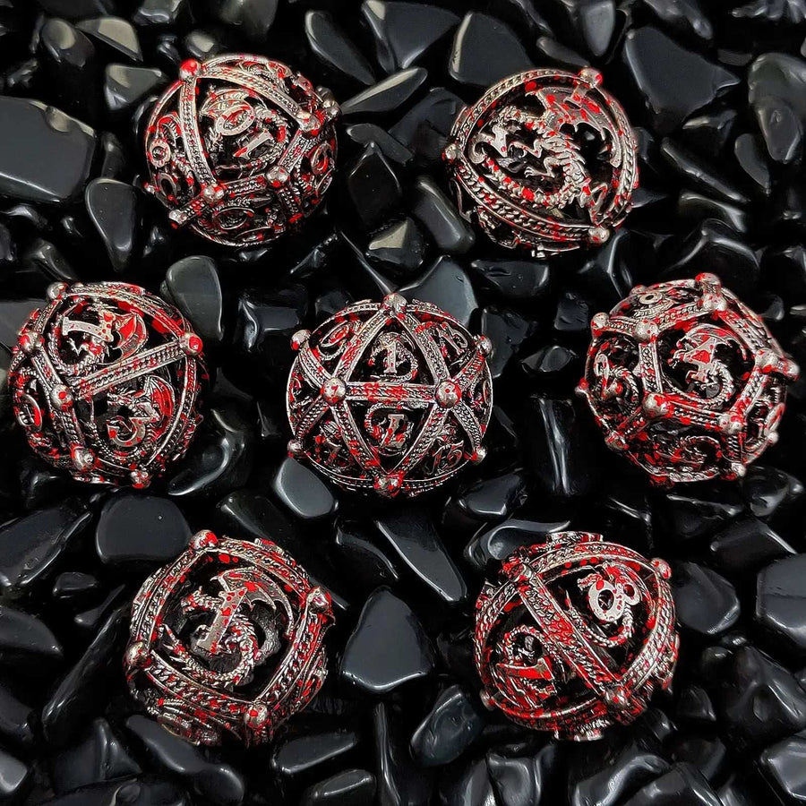 Pteranodon Round Bloodstained Hollow Metal D&D Dice Set