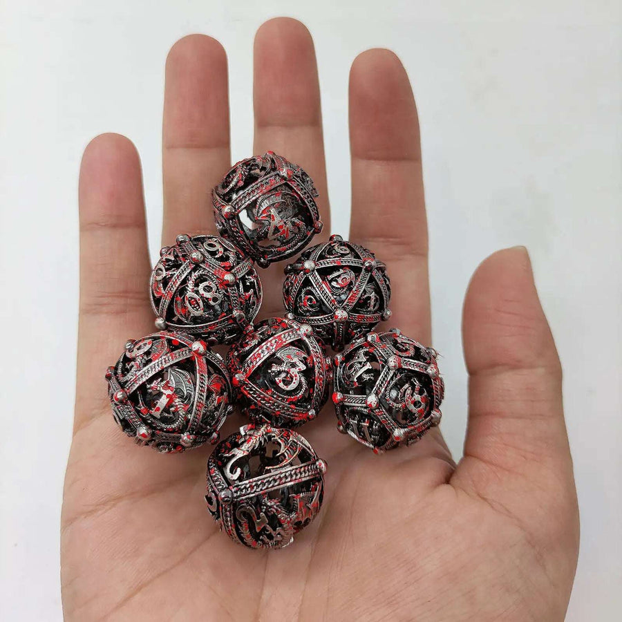 Pteranodon Round Bloodstained Hollow Metal D&D Dice Set